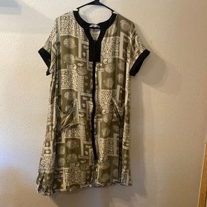 Yozly paisley print zip up maxi short sleeve housecoat size XL